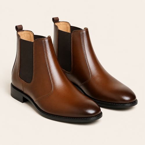 Broga Men's Premium Cow Leather Chelsea Boots – Leather Lining, Medicated Insole & PU Rubber Sole