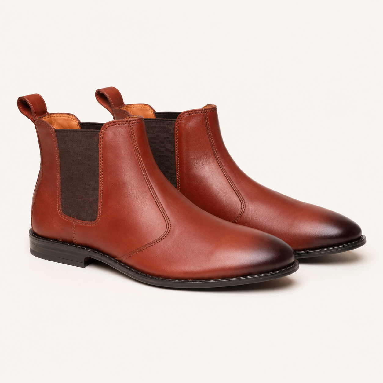 Broga Premium Leather Brogue Chelsea Boots – Dark Brown