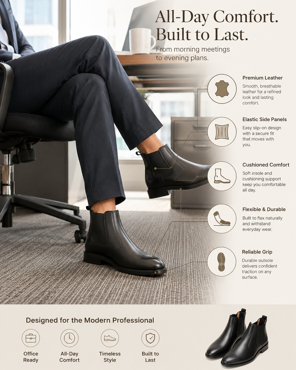 Broga Premium Chelsea Boots – Handcrafted Leather Lining, PU Rubber Sole & All-Day Comfort