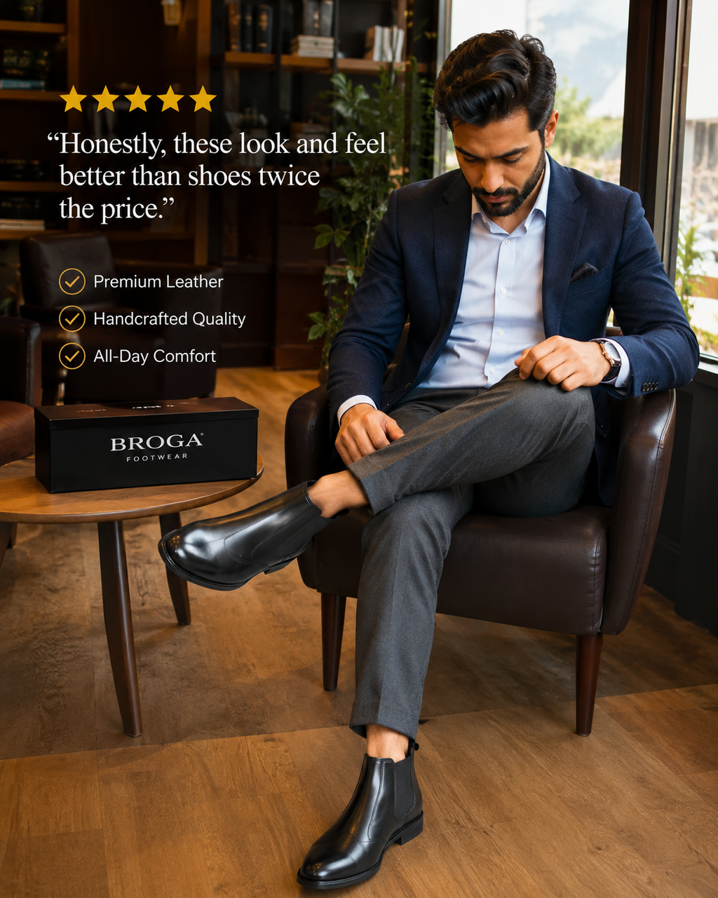 Broga Premium Chelsea Boots – Handcrafted Leather Lining, PU Rubber Sole & All-Day Comfort