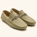 Premium Olive Green Suede Leather Moccasin Shoes for Men – Durable PU Rubber Sole