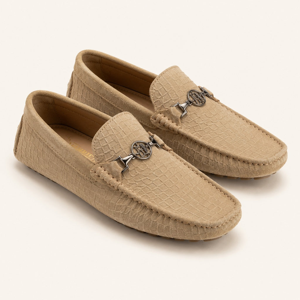 Premium Mustard Suede Leather Moccasin Shoes for Men – Durable PU Rubber Sole