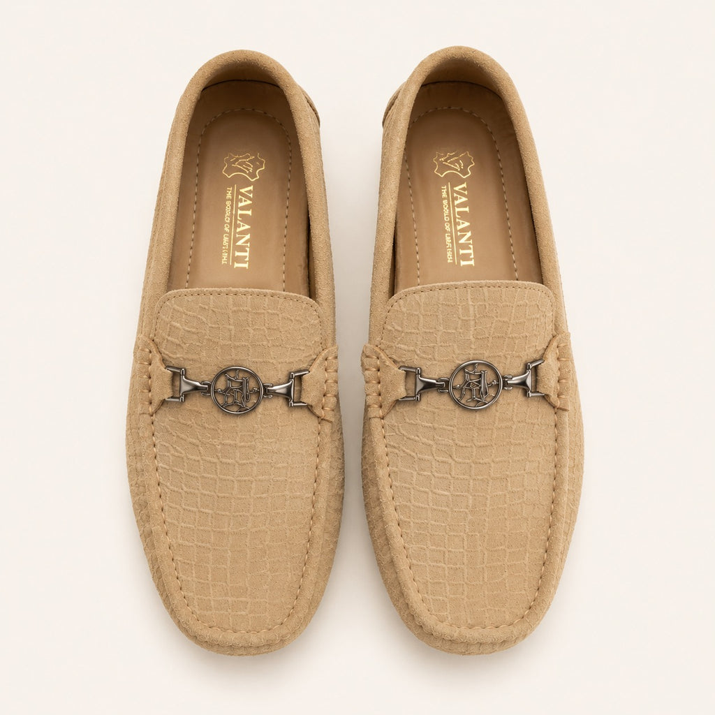 Premium Mustard Suede Leather Moccasin Shoes for Men – Durable PU Rubber Sole
