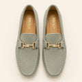 Premium Grey Suede Leather Moccasin Shoes for Men – Durable PU Rubber Sole
