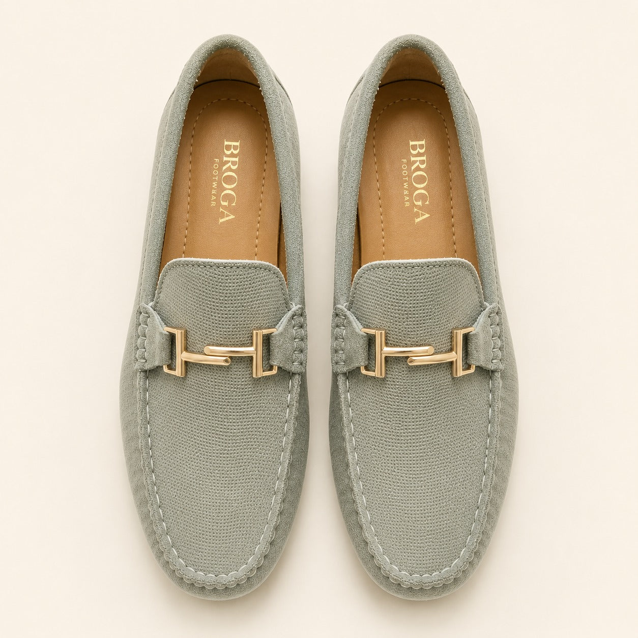 Premium Grey Suede Leather Moccasin Shoes for Men – Durable PU Rubber Sole