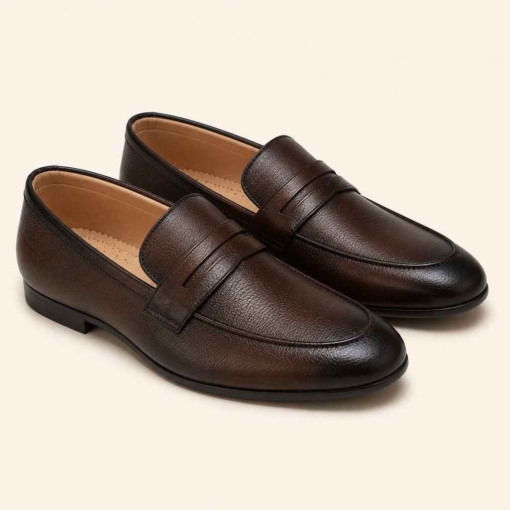 Premium Cow Milled Leather Dress Shoes with PU Sole | Men's Formal Footwear