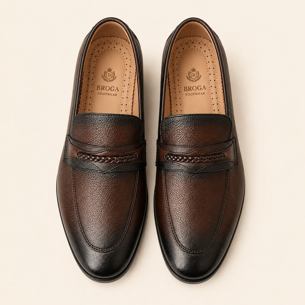 Premium Cow Milled Leather Dress Shoes with PU Sole | Men's Formal Footwear