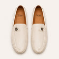 Premium Quality White Moccasin Shoes for Men | Polishable Synthetic Leather Loafers