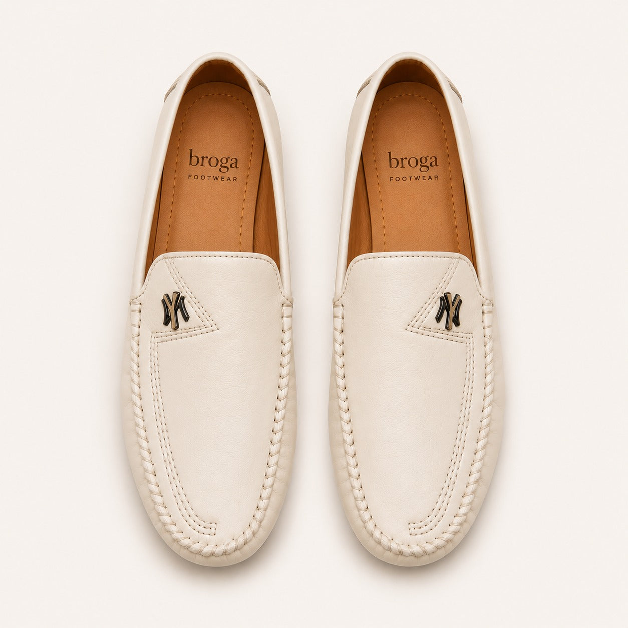 Premium Quality White Moccasin Shoes for Men | Polishable Synthetic Leather Loafers