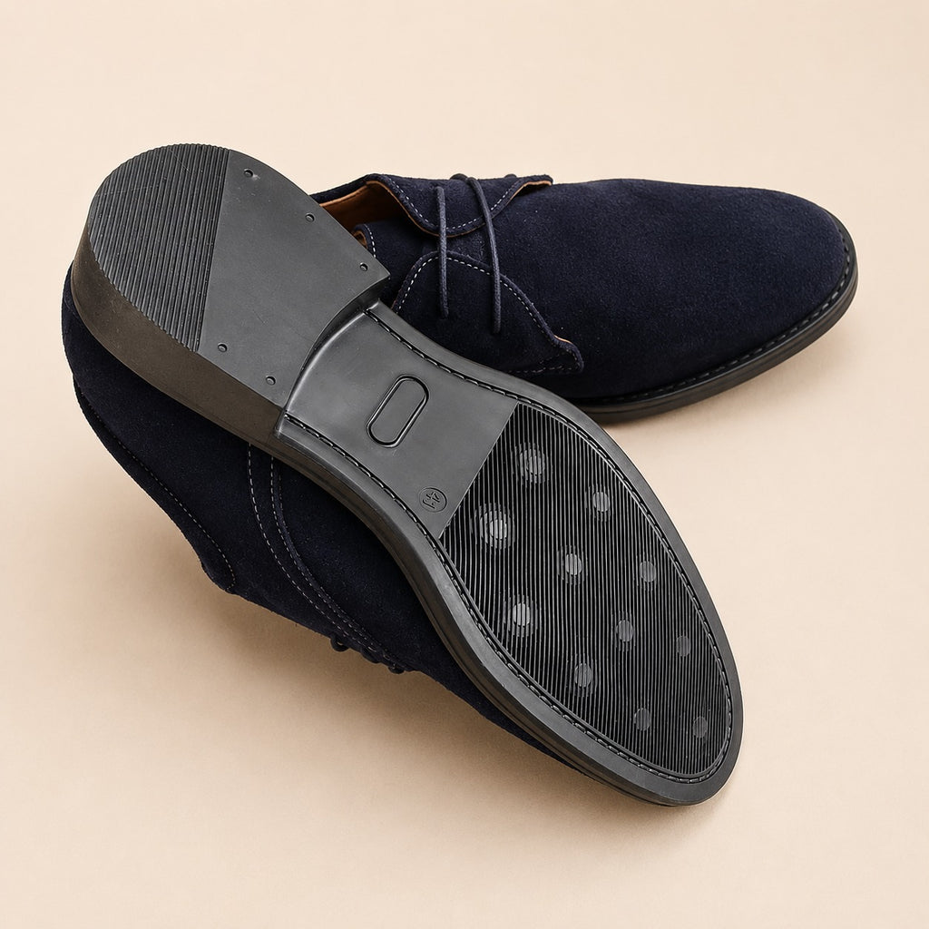 Men's Darby Shoe – Blue Suede Leather Classic Derby Shoes