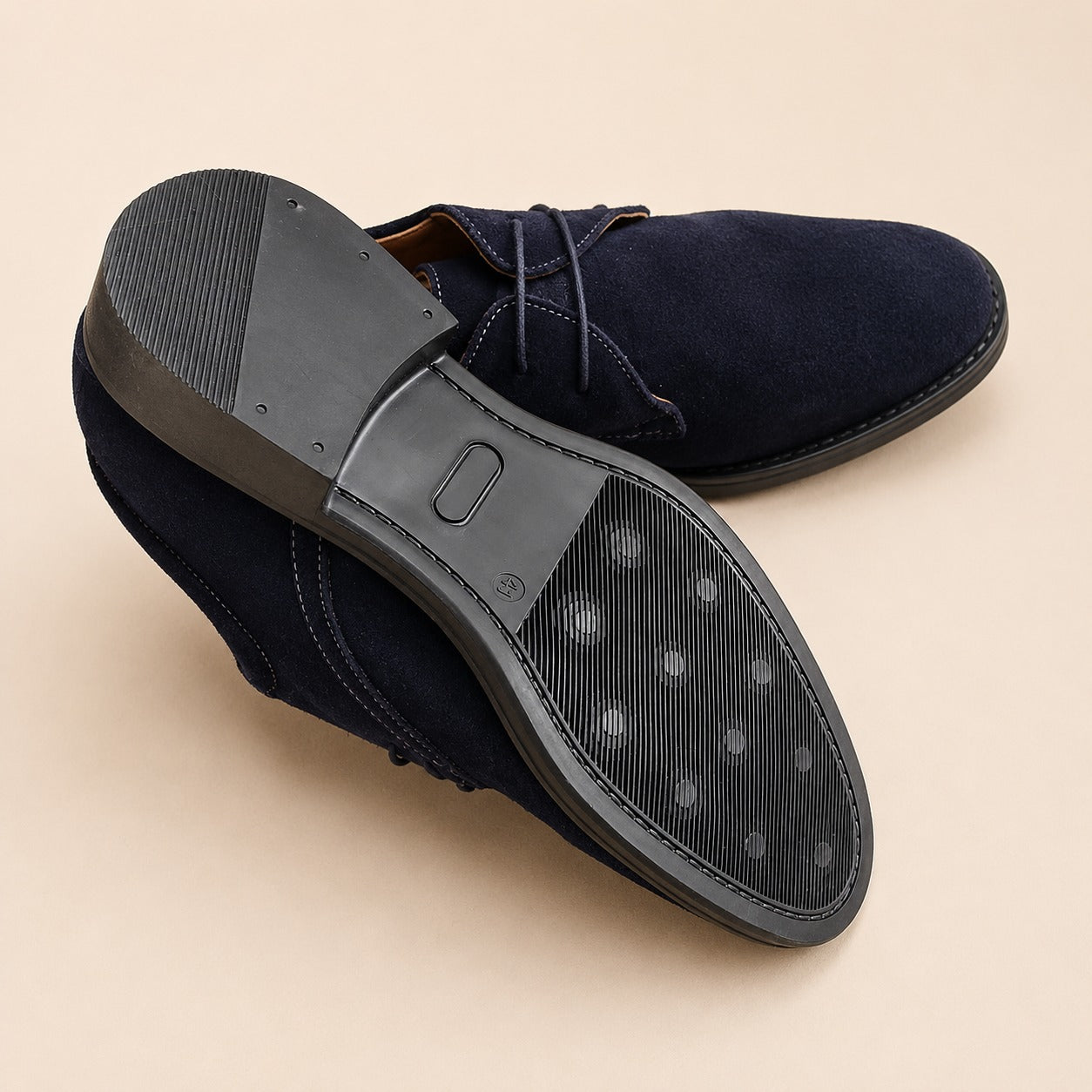 Men's Darby Shoe – Blue Suede Leather Classic Derby Shoes