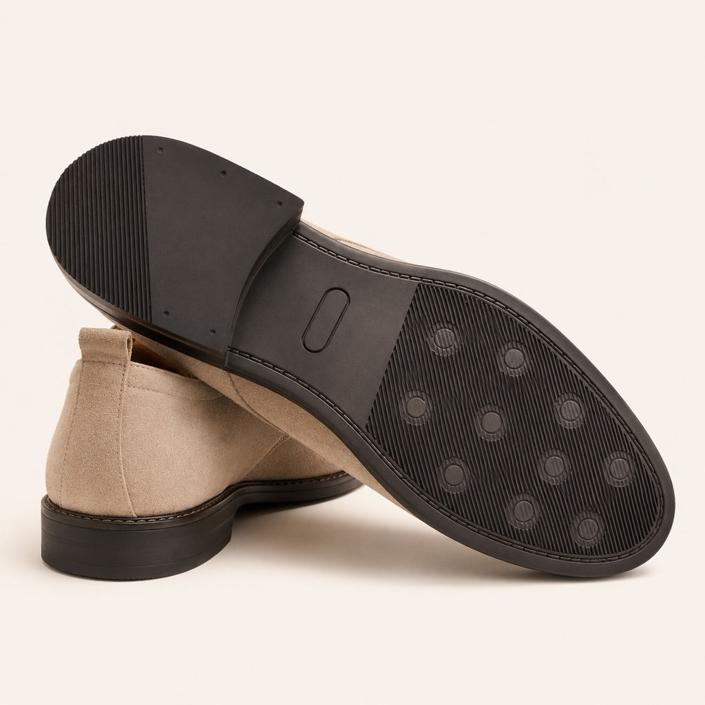 Men's Cream Leather Derby Shoes – Classic Elegant Dress Shoes