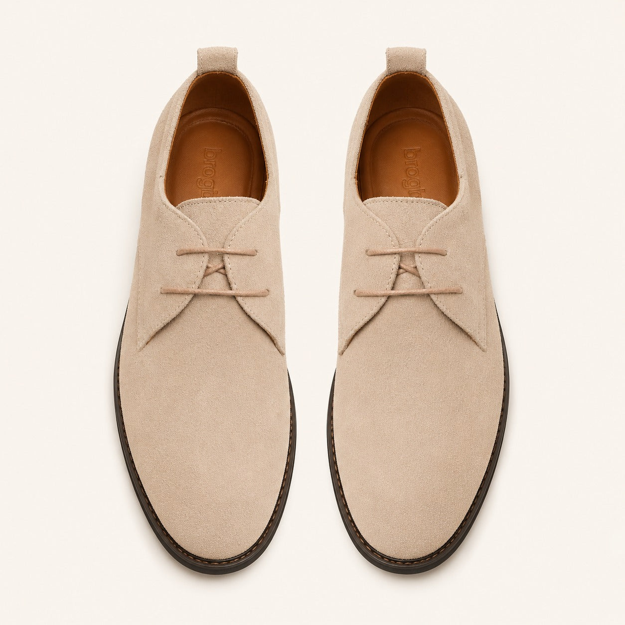 Men's Cream Leather Derby Shoes – Classic Elegant Dress Shoes