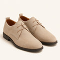 Men's Cream Leather Derby Shoes – Classic Elegant Dress Shoes
