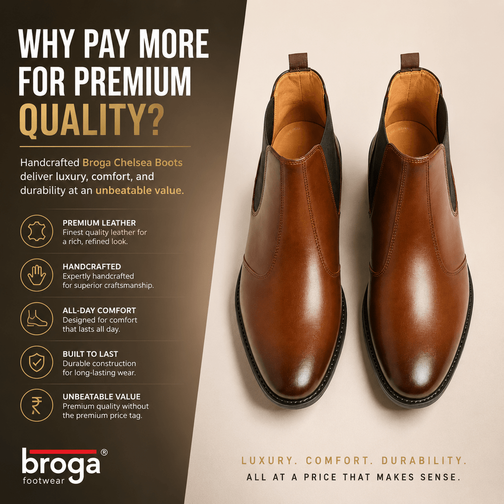 Broga Men's Premium Cow Leather Chelsea Boots – Leather Lining, Medicated Insole & PU Rubber Sole - My Store