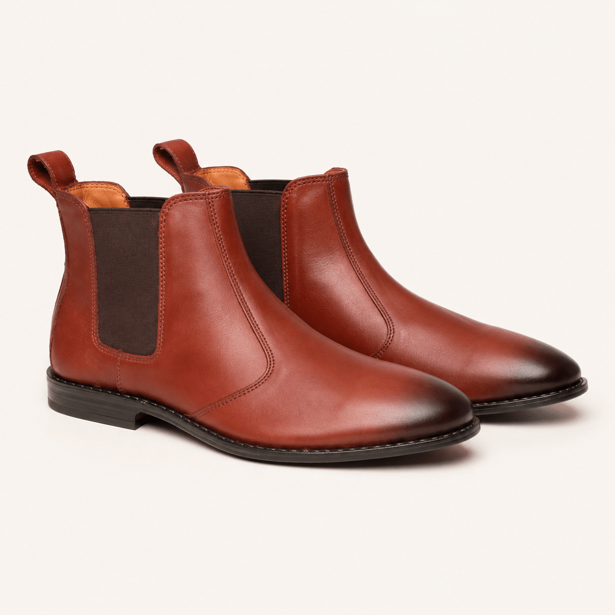 Broga Premium Leather Brogue Chelsea Boots – Dark Brown - My Store
