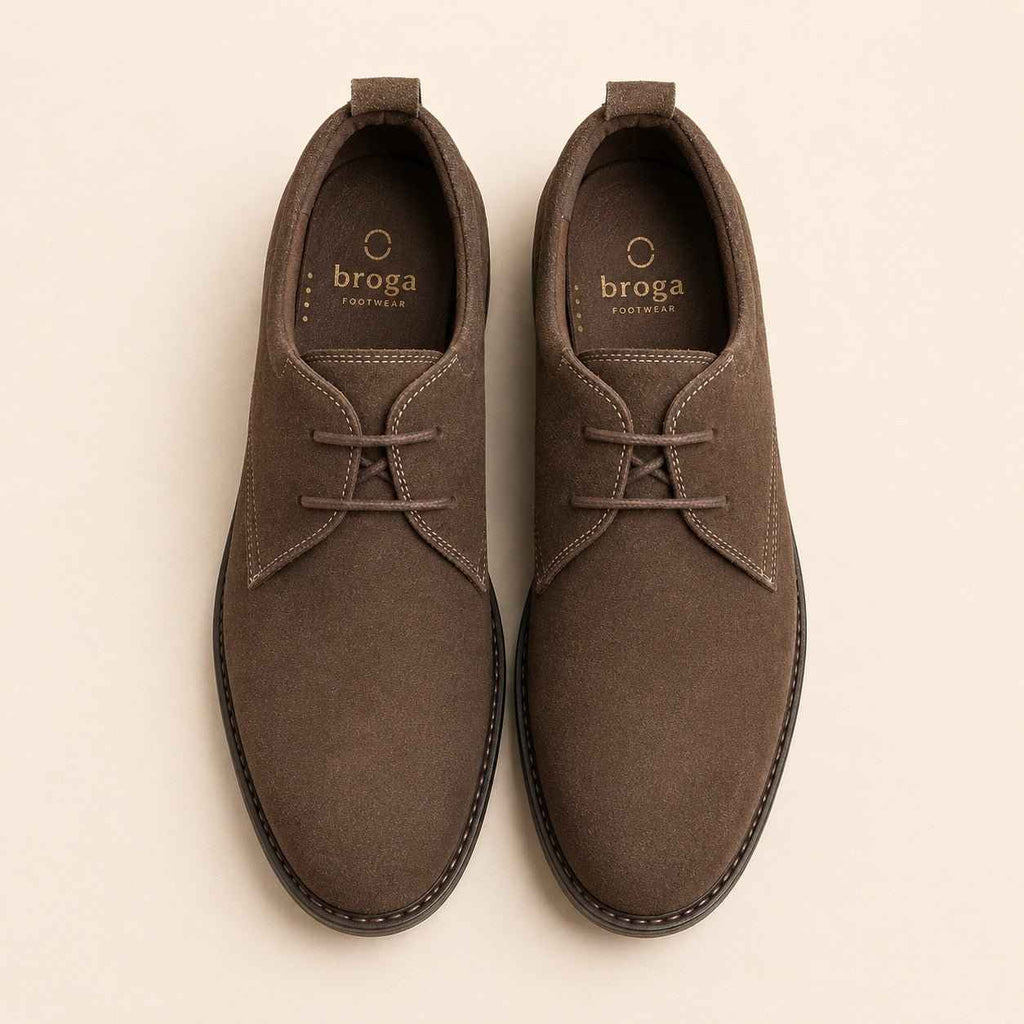 Brown Suede Leather Derby Shoes for Men | Premium Classic Dress Shoes