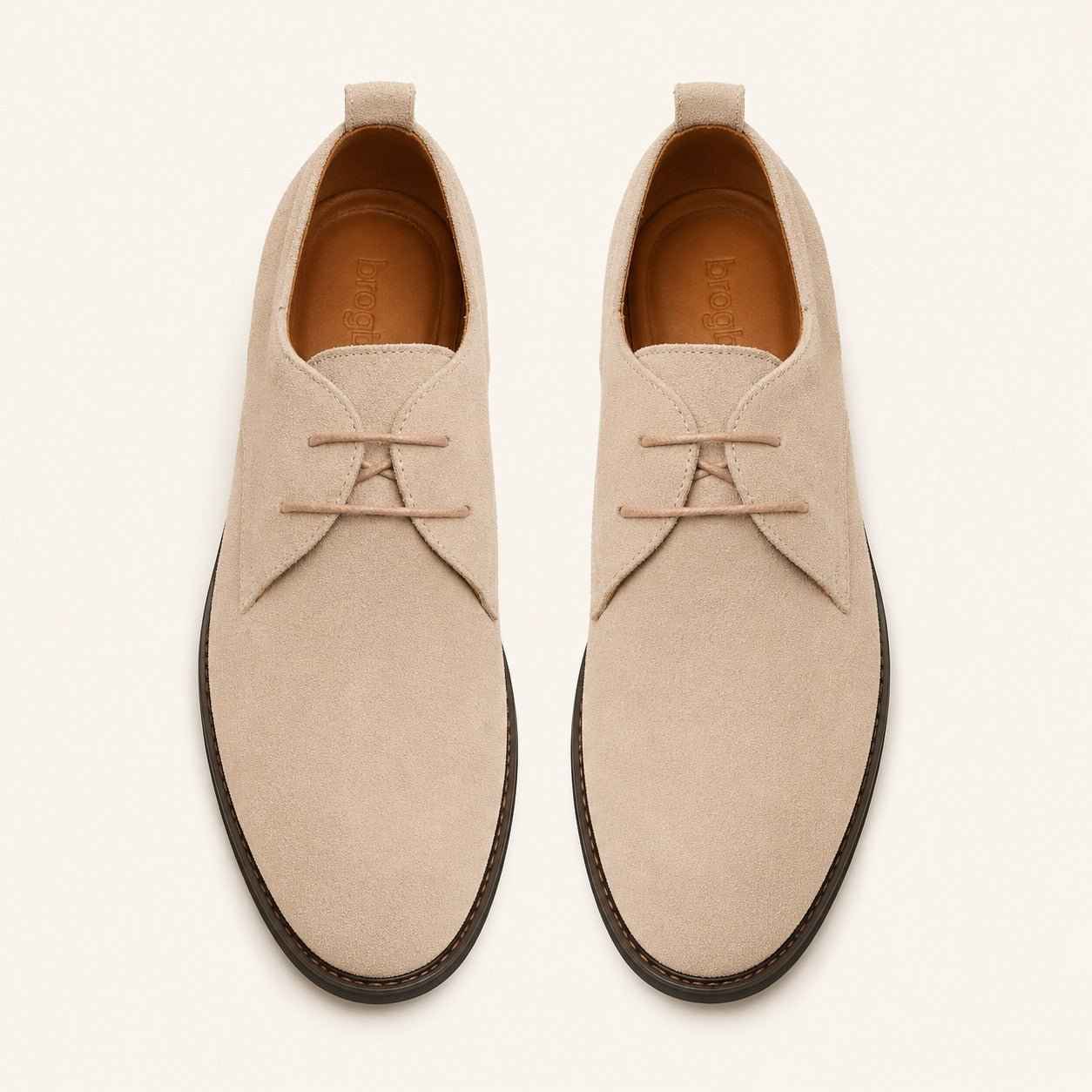 Men's Cream Leather Derby Shoes – Classic Elegant Dress Shoes