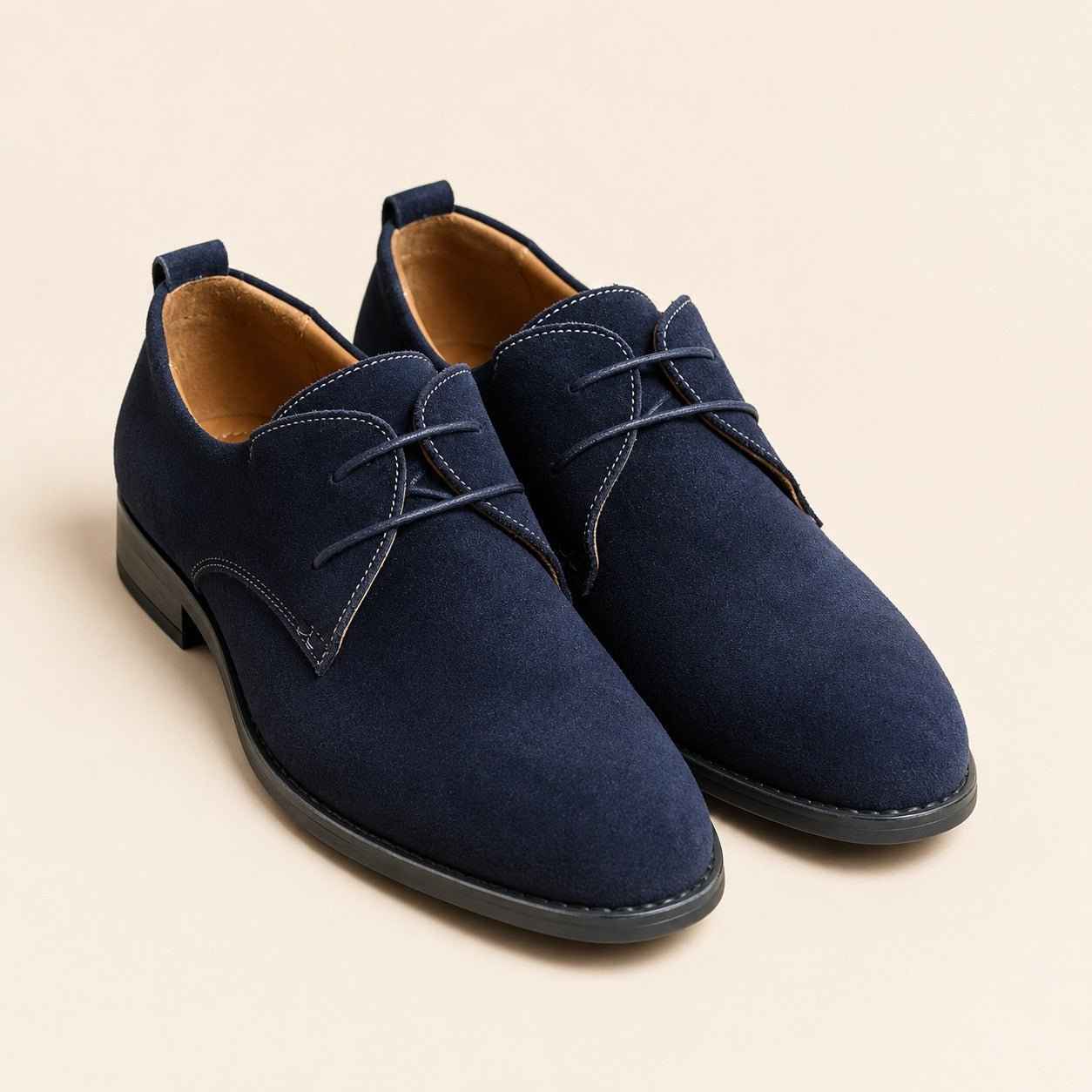 Men's Darby Shoe – Blue Suede Leather Classic Derby Shoes