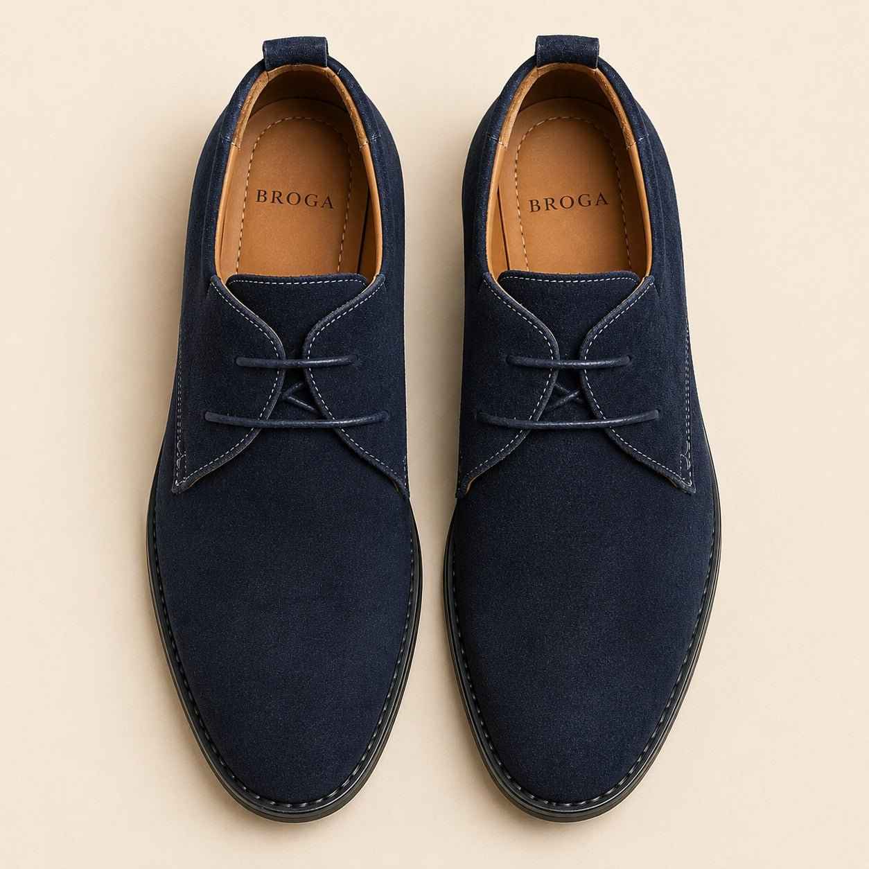 Men's Darby Shoe – Blue Suede Leather Classic Derby Shoes