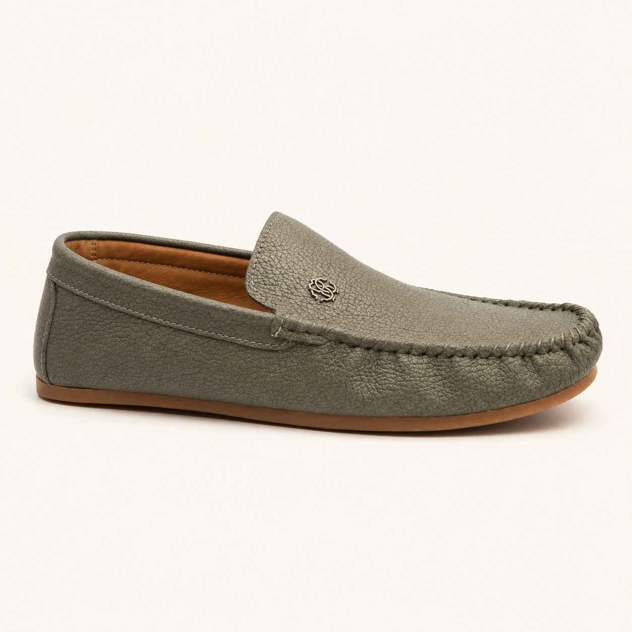 Men’s Milled Leather Moccasin Shoes – Premium Quality Non-Slip Sole Casual Loafers