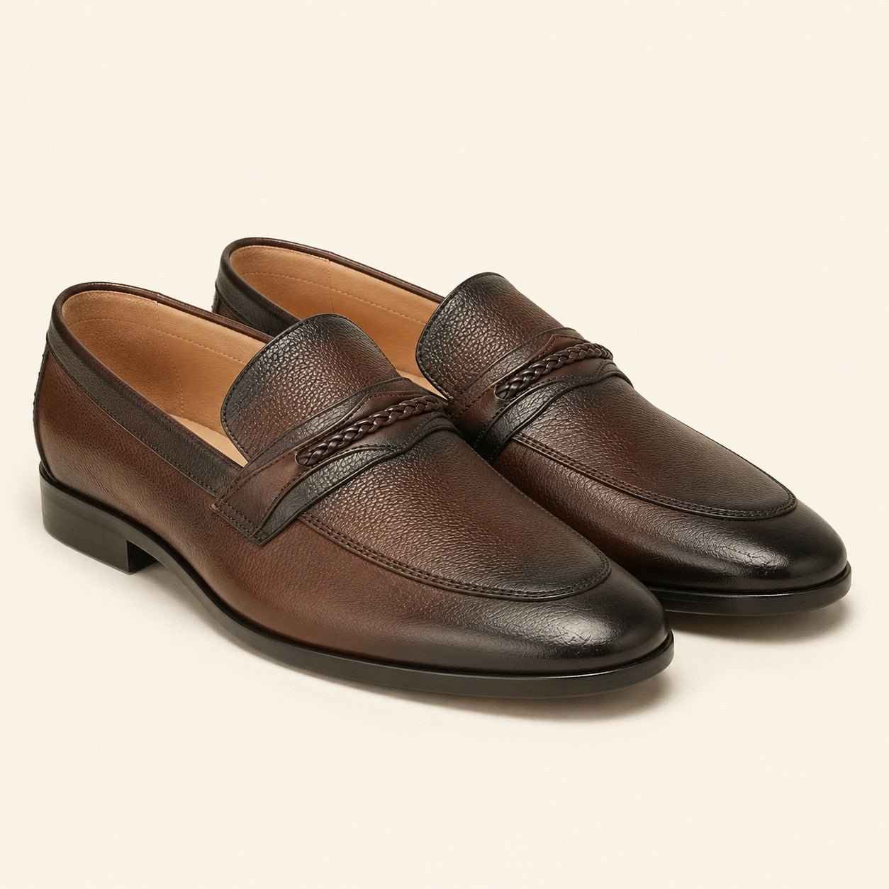 Premium Cow Milled Leather Dress Shoes with PU Sole | Men's Formal Footwear