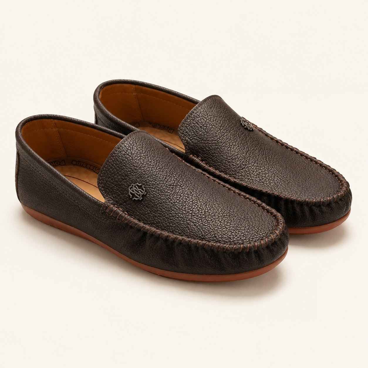 Premium Milled Leather Moccasin Shoes for Men | Non-Slip Sole Loafers