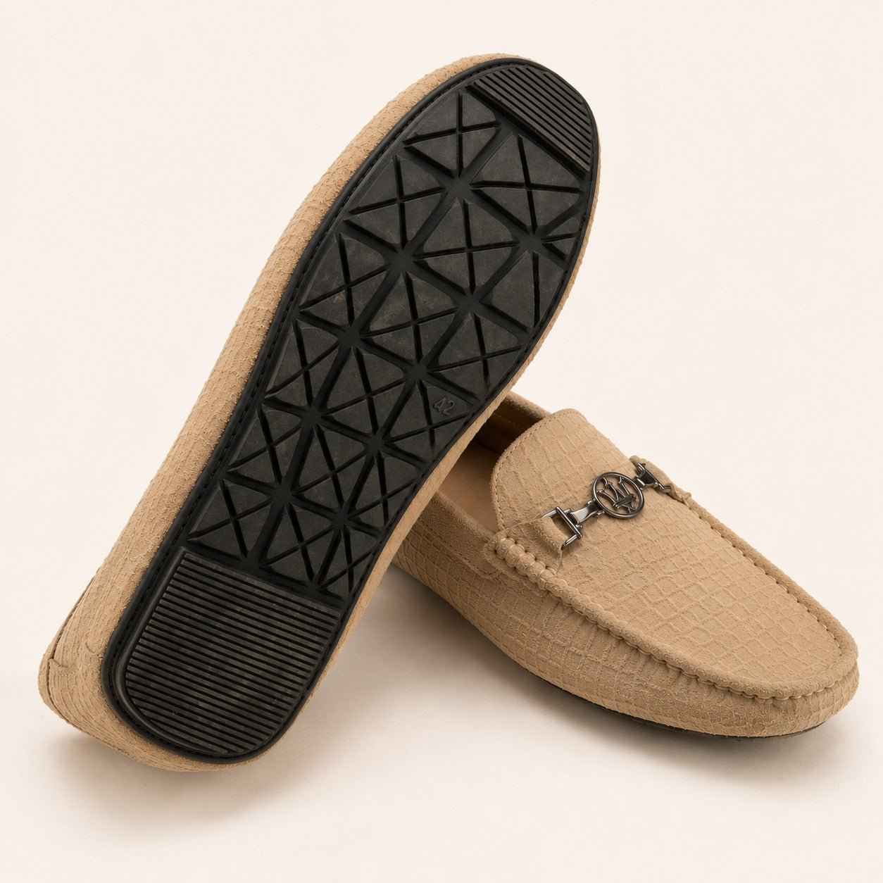 Premium Mustard Suede Leather Moccasin Shoes for Men – Durable PU Rubber Sole
