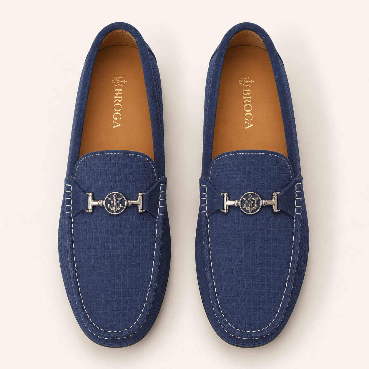 Premium Navy Blue Suede Mattress Textured Moccasin Shoes for Men - My Store