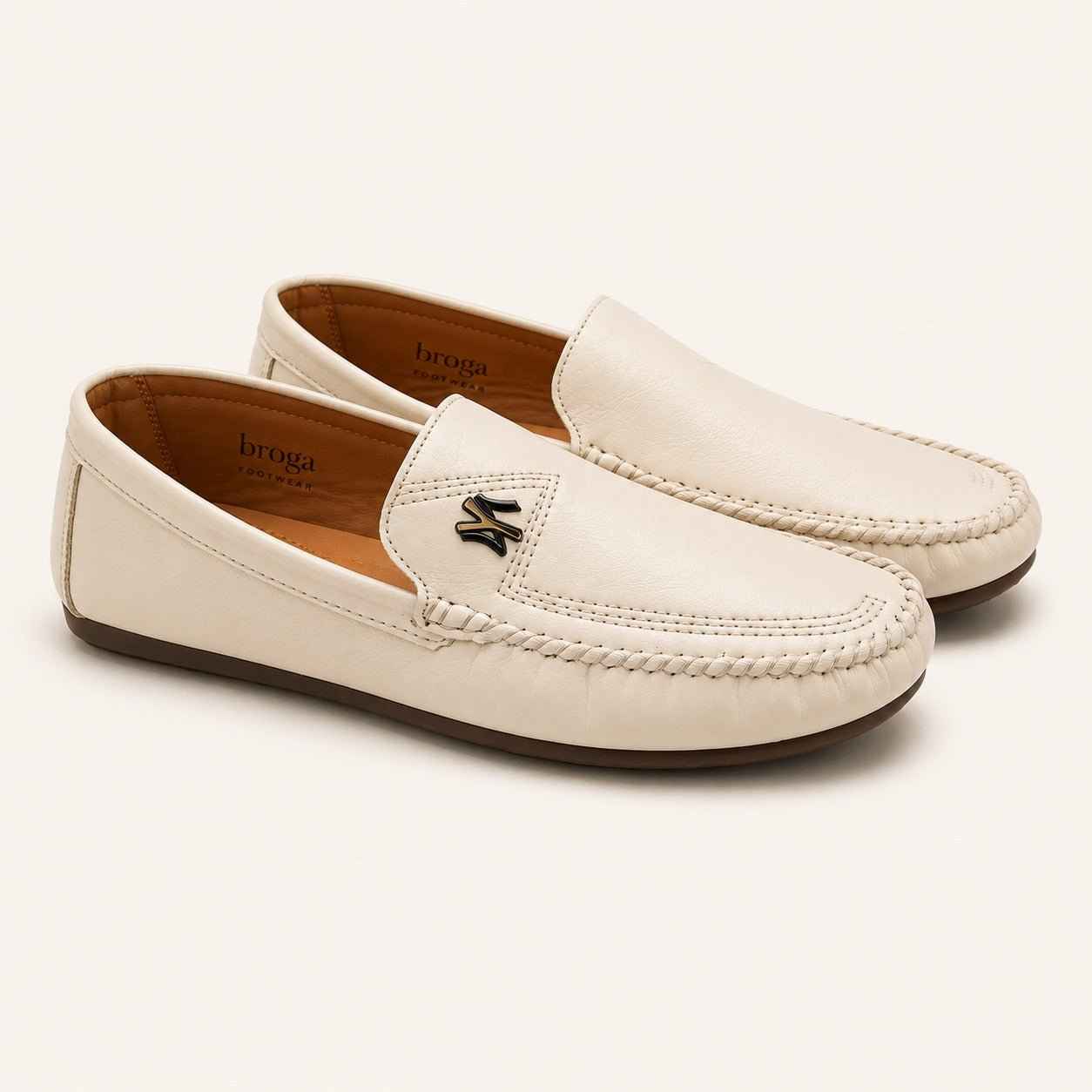Premium Quality White Moccasin Shoes for Men | Polishable Synthetic Leather Loafers