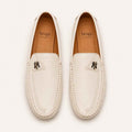 Premium Quality White Moccasin Shoes for Men | Polishable Synthetic Leather Loafers