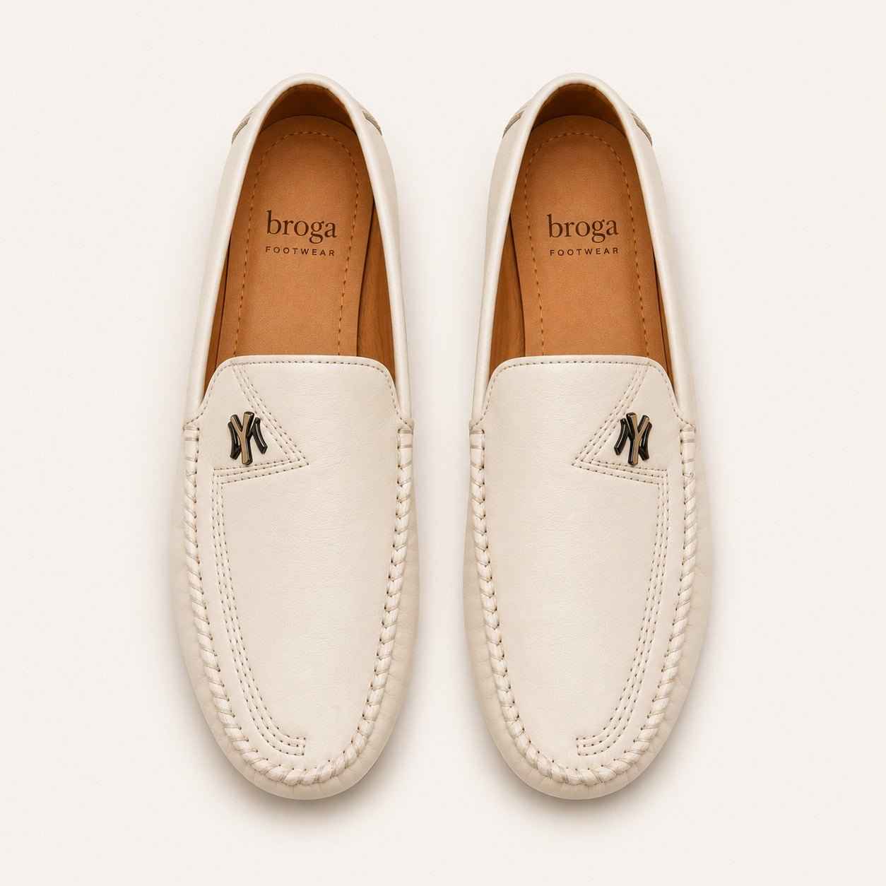 Premium Quality White Moccasin Shoes for Men | Polishable Synthetic Leather Loafers