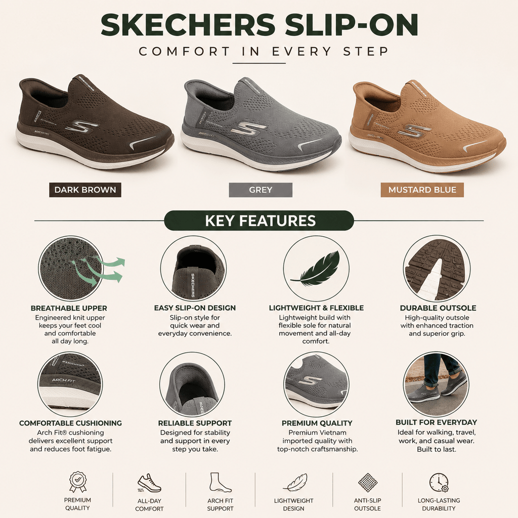 Skechers GOwalk Slip-On Shoes | Vietnam Imported Comfort Walking Shoes - My Store